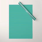 Ultra Fine Stripes Green and Light Blue Thin Stripe Pattern Wrapping Paper Gallery Image 1