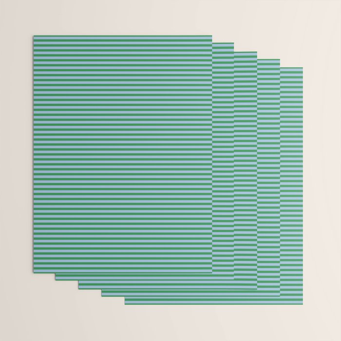 Ultra Fine Stripes Green and Light Blue Thin Stripe Pattern Wrapping Paper Gallery Image 3
