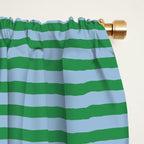 Ultra Fine Stripes Green and Light Blue Thin Stripe Pattern Window Curtain Gallery Image 2