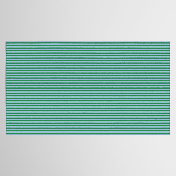 Ultra Fine Stripes Green and Light Blue Thin Stripe Pattern Tablecloth Gallery Image 2