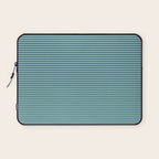 Ultra Fine Stripes Green and Light Blue Thin Stripe Pattern Laptop Sleeve Gallery Image 1