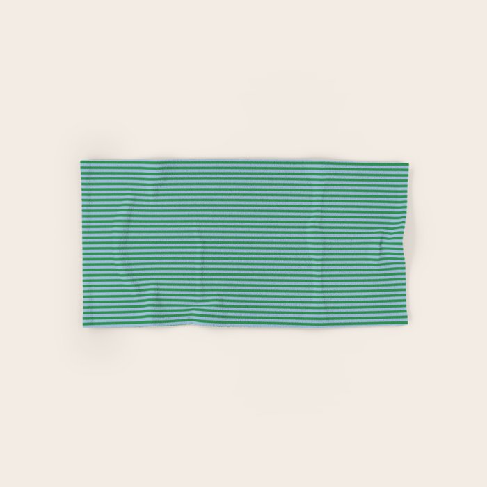Ultra Fine Stripes Green and Light Blue Thin Stripe Pattern Bath Towel Gallery Image 1