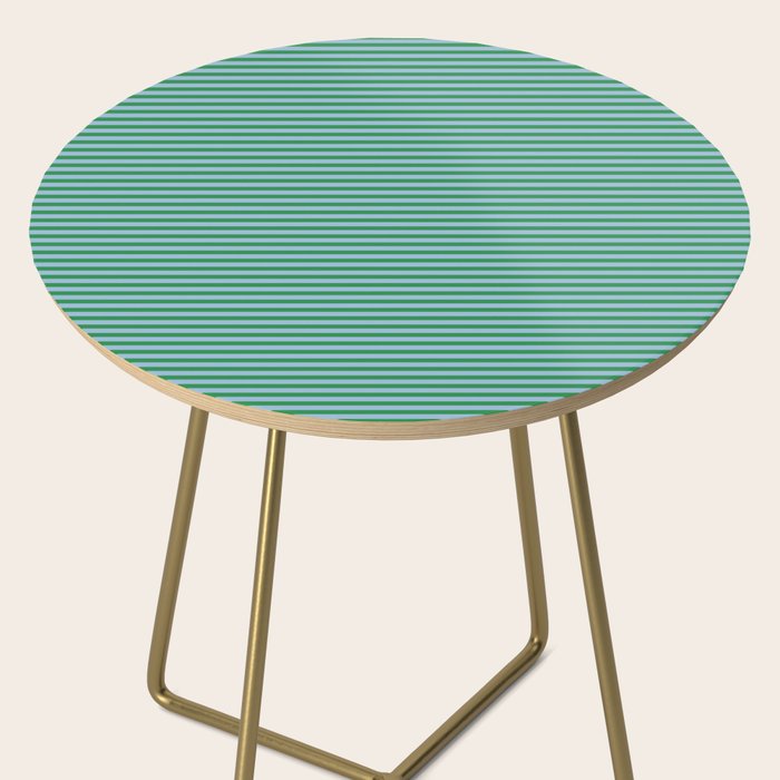 Ultra Fine Stripes Green and Light Blue Thin Stripe Pattern Side Table Gallery Image 2