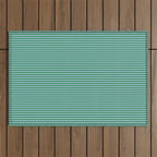 Ultra Fine Stripes Green and Light Blue Thin Stripe Pattern Outdoor Rug Gallery Image 1