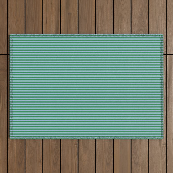 Ultra Fine Stripes Green and Light Blue Thin Stripe Pattern Outdoor Rug Gallery Image 1