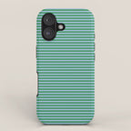Ultra Fine Stripes Green and Light Blue Thin Stripe Pattern iPhone Case Gallery Image 1