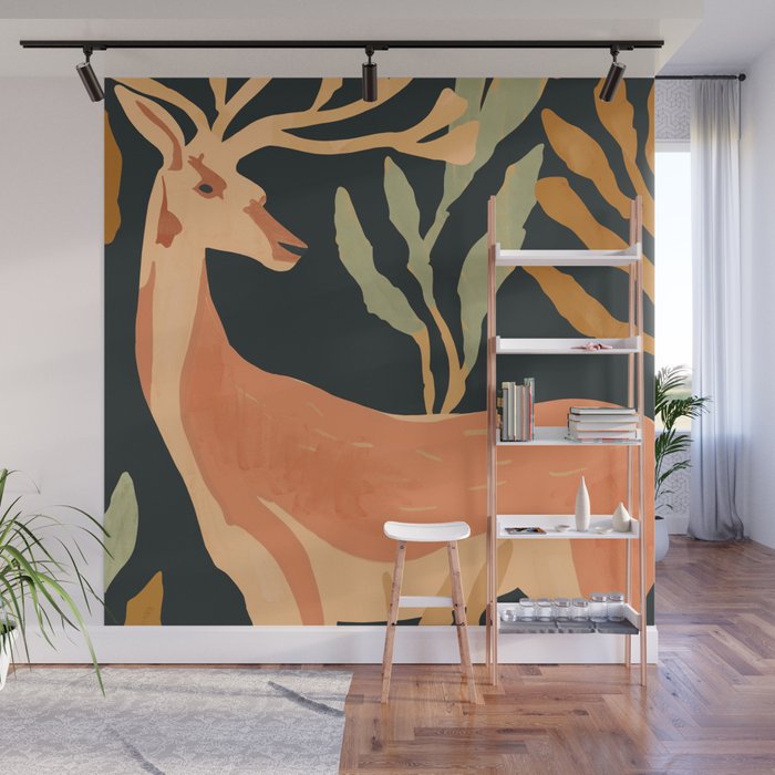 Minimal Abstract Art Deer Wall Mural Gallery Image 1
