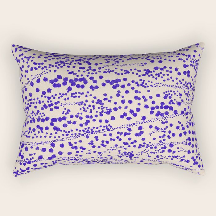 Strata - Organic Ink Blot Abstract in Cobalt Blue and Beige Rectangular Pillow Gallery Image 1