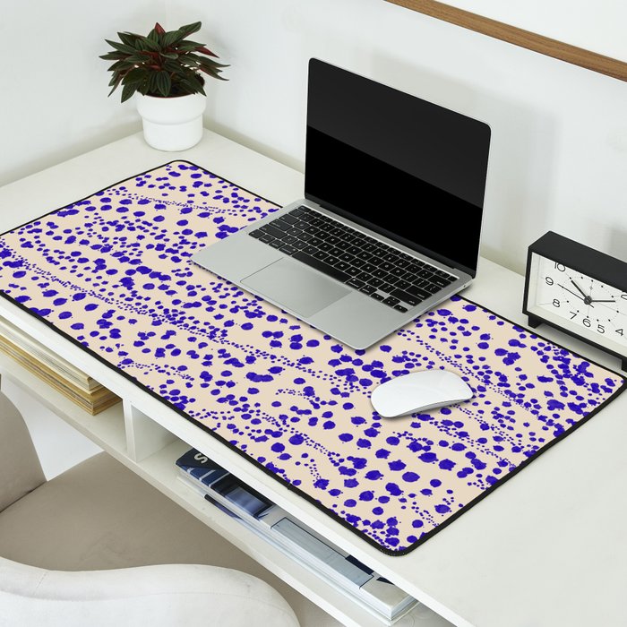 Strata - Organic Ink Blot Abstract in Cobalt Blue and Beige Desk Mat Gallery Image 2