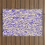 Strata - Organic Ink Blot Abstract in Cobalt Blue and Beige Outdoor Rug Gallery Image 1