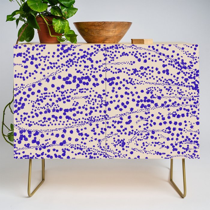 Strata - Organic Ink Blot Abstract in Cobalt Blue and Beige Credenza Gallery Image 1