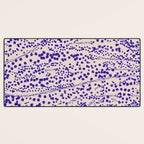 Strata - Organic Ink Blot Abstract in Cobalt Blue and Beige Desk Mat Gallery Image 3