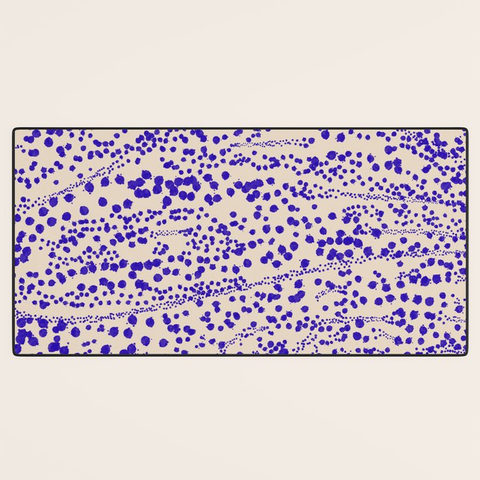 Strata - Organic Ink Blot Abstract in Cobalt Blue and Beige Desk Mat Gallery Image 3