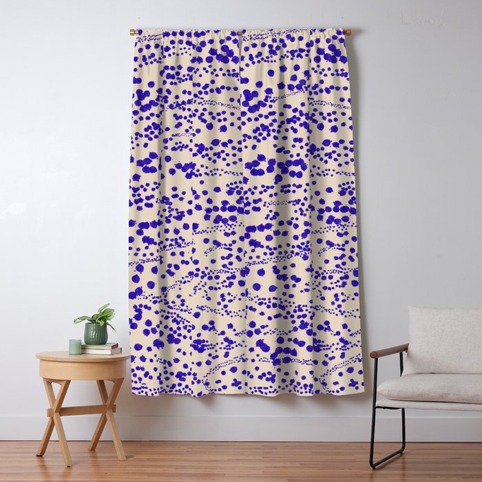 Strata - Organic Ink Blot Abstract in Cobalt Blue and Beige Window Curtain Gallery Image 5