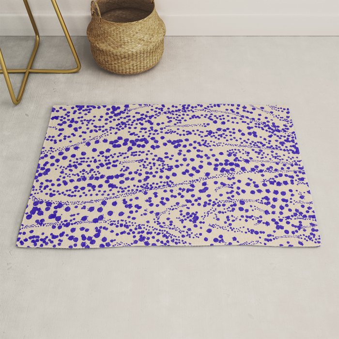 Strata - Organic Ink Blot Abstract in Cobalt Blue and Beige Rug Gallery Image 1