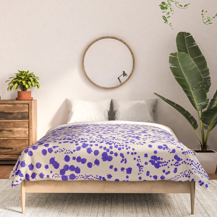 Strata - Organic Ink Blot Abstract in Cobalt Blue and Beige Comforter Gallery Image 3