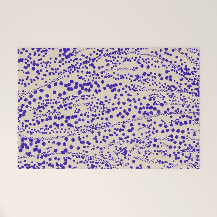 Strata - Organic Ink Blot Abstract in Cobalt Blue and Beige Welcome Mat Gallery Image 1