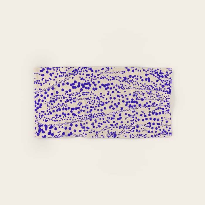 Strata - Organic Ink Blot Abstract in Cobalt Blue and Beige Bath Towel Gallery Image 1