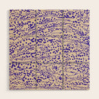 Strata - Organic Ink Blot Abstract in Cobalt Blue and Beige Wood Wall Art Gallery Image 1