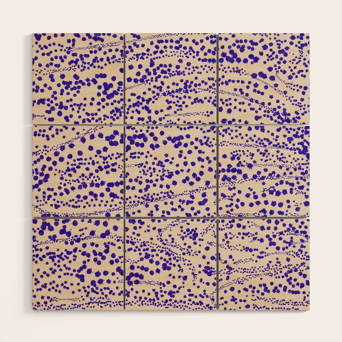 Strata - Organic Ink Blot Abstract in Cobalt Blue and Beige Wood Wall Art Gallery Image 1