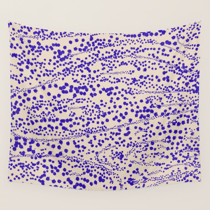 Strata - Organic Ink Blot Abstract in Cobalt Blue and Beige Wall Tapestry Gallery Image 4