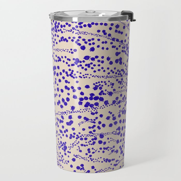 Strata - Organic Ink Blot Abstract in Cobalt Blue and Beige Travel Mug Gallery Image 2