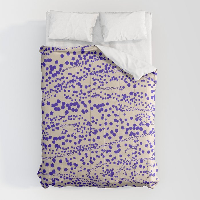 Strata - Organic Ink Blot Abstract in Cobalt Blue and Beige Comforter Gallery Image 1