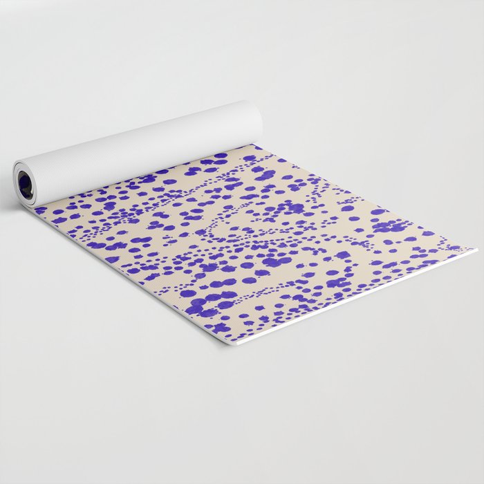 Strata - Organic Ink Blot Abstract in Cobalt Blue and Beige Yoga Mat Gallery Image 2
