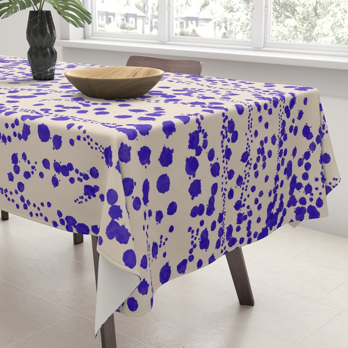 Strata - Organic Ink Blot Abstract in Cobalt Blue and Beige Tablecloth Gallery Image 3