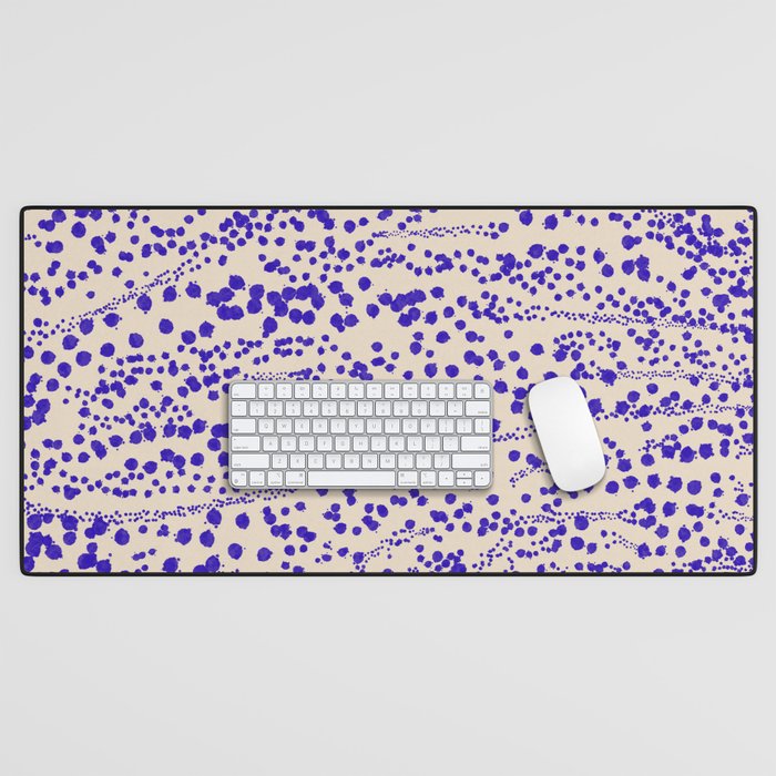 Strata - Organic Ink Blot Abstract in Cobalt Blue and Beige Desk Mat Gallery Image 1
