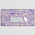 Strata - Organic Ink Blot Abstract in Cobalt Blue and Beige Desk Mat Gallery Image 1