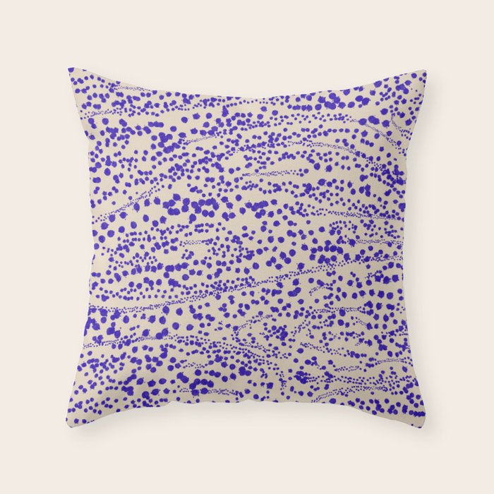 Strata - Organic Ink Blot Abstract in Cobalt Blue and Beige Throw Pillow Gallery Image 6