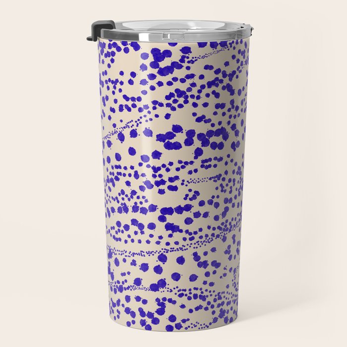 Strata - Organic Ink Blot Abstract in Cobalt Blue and Beige Travel Mug Gallery Image 3