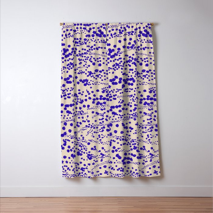 Strata - Organic Ink Blot Abstract in Cobalt Blue and Beige Window Curtain Gallery Image 3