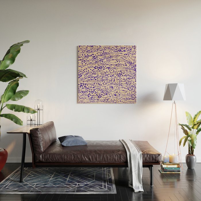 Strata - Organic Ink Blot Abstract in Cobalt Blue and Beige Wood Wall Art Gallery Image 2
