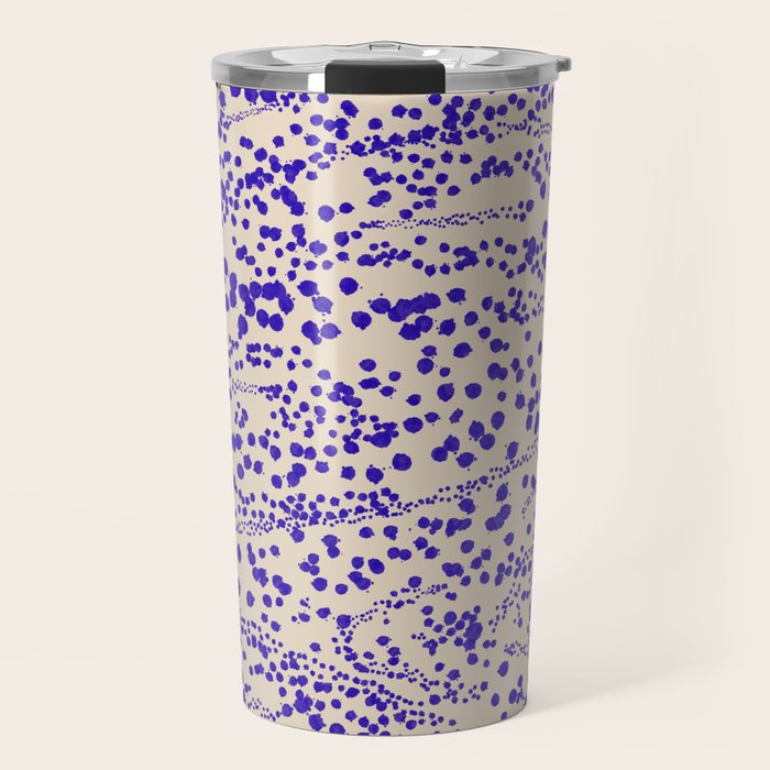 Strata - Organic Ink Blot Abstract in Cobalt Blue and Beige Travel Mug Gallery Image 1