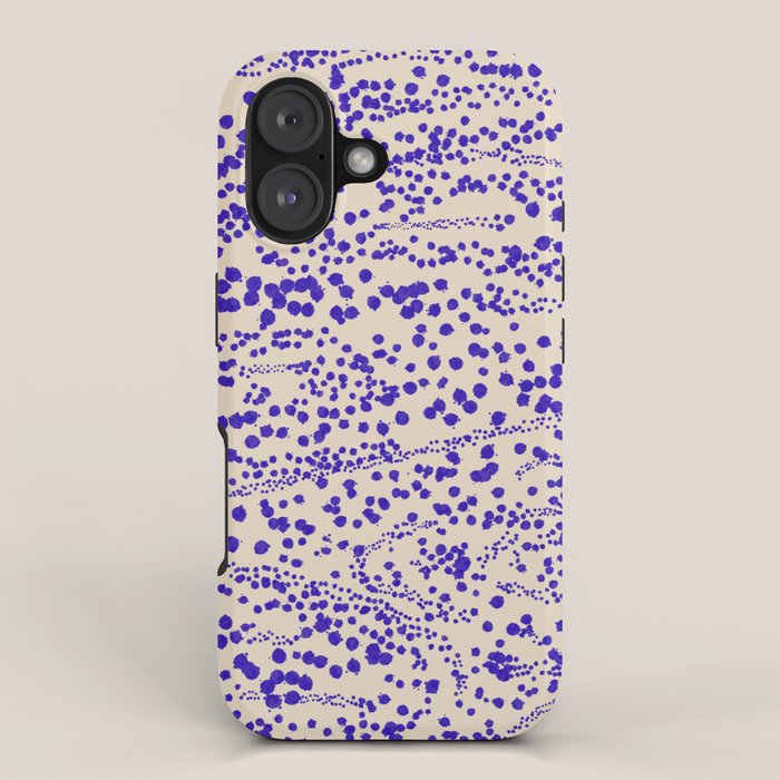 Strata - Organic Ink Blot Abstract in Cobalt Blue and Beige iPhone Case Gallery Image 1