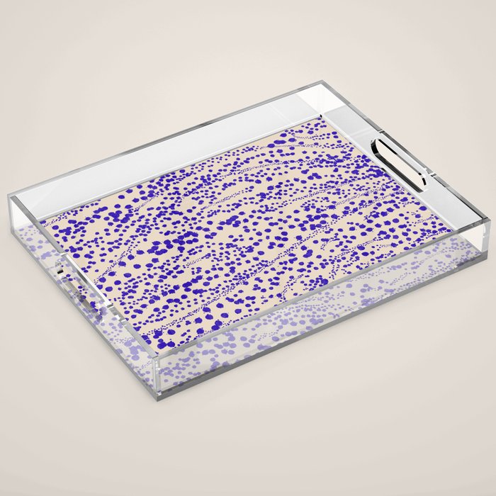 Strata - Organic Ink Blot Abstract in Cobalt Blue and Beige Acrylic Tray Gallery Image 1