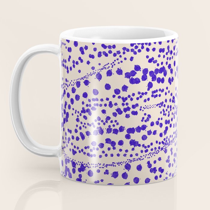 Strata - Organic Ink Blot Abstract in Cobalt Blue and Beige Coffee Mug Gallery Image 3