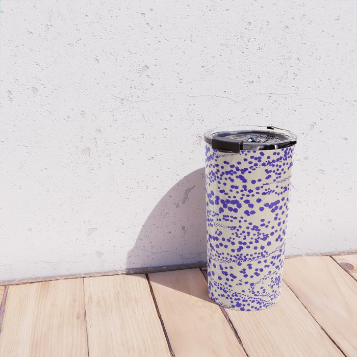 Strata - Organic Ink Blot Abstract in Cobalt Blue and Beige Travel Mug Gallery Image 4