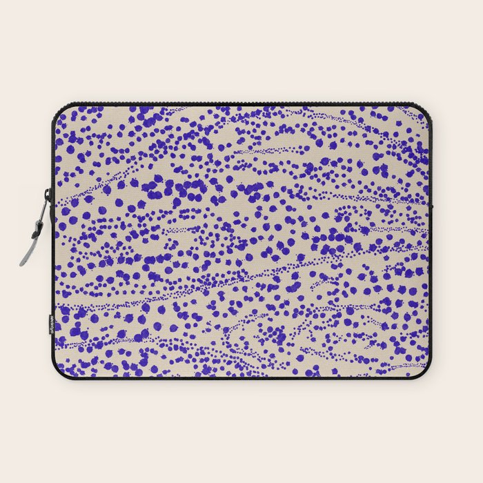 Strata - Organic Ink Blot Abstract in Cobalt Blue and Beige Laptop Sleeve Gallery Image 1