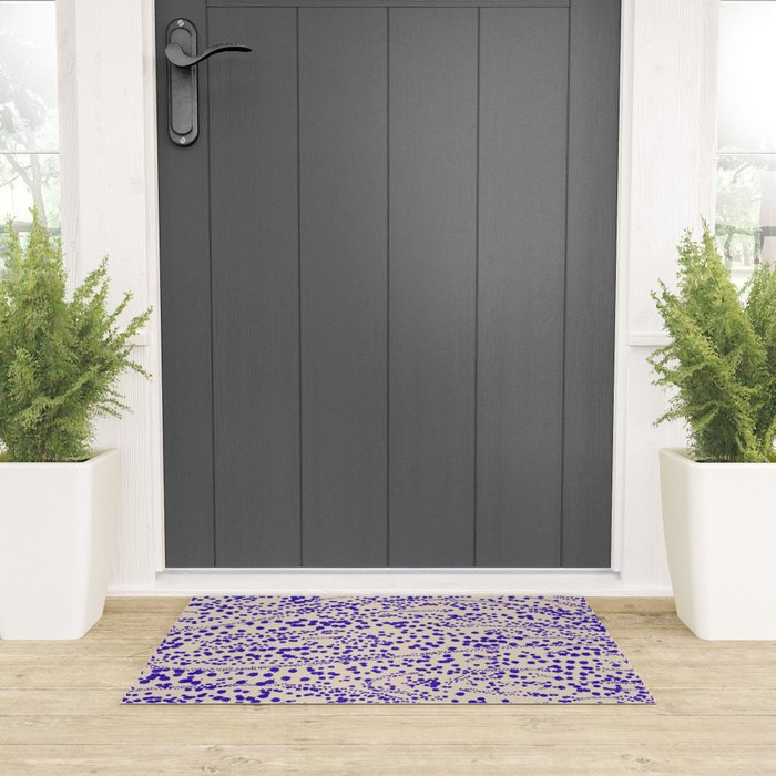 Strata - Organic Ink Blot Abstract in Cobalt Blue and Beige Welcome Mat Gallery Image 3