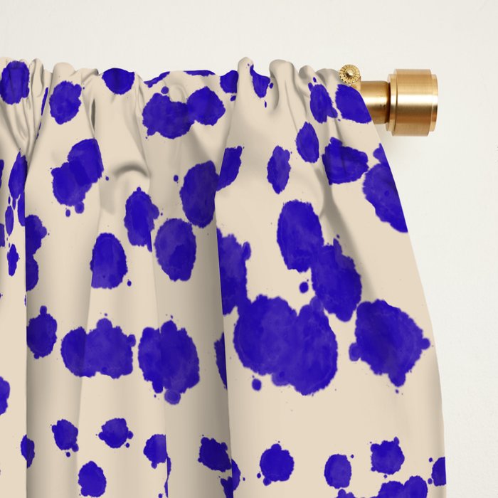 Strata - Organic Ink Blot Abstract in Cobalt Blue and Beige Window Curtain Gallery Image 2