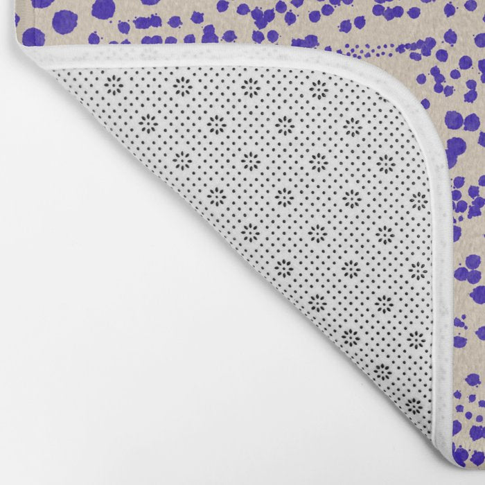 Strata - Organic Ink Blot Abstract in Cobalt Blue and Beige Bath Mat Gallery Image 2
