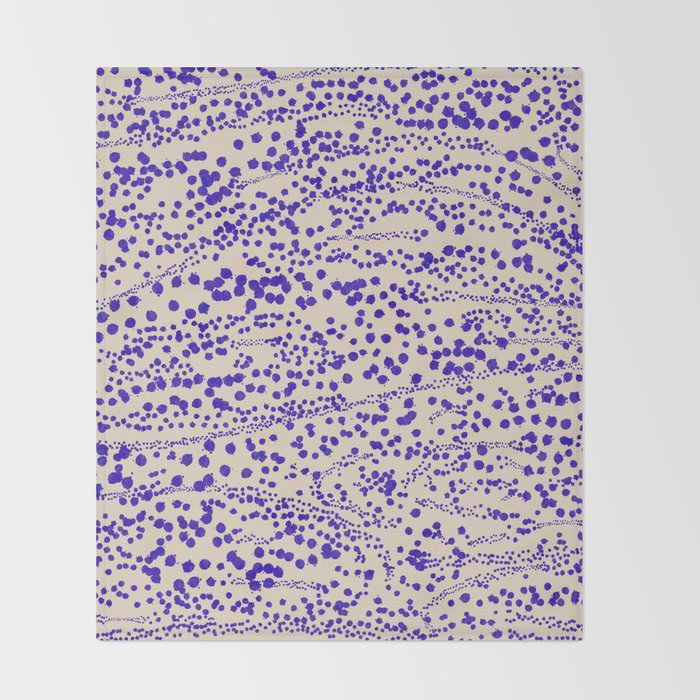 Strata - Organic Ink Blot Abstract in Cobalt Blue and Beige Throw Blanket Gallery Image 2
