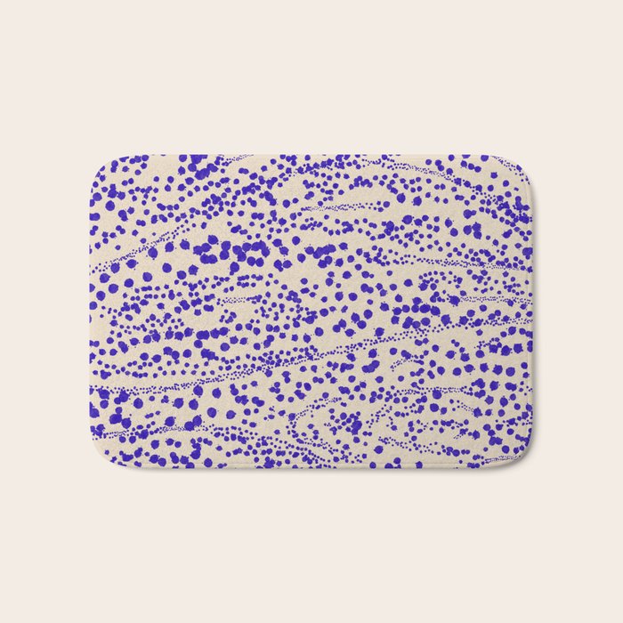 Strata - Organic Ink Blot Abstract in Cobalt Blue and Beige Bath Mat Gallery Image 1