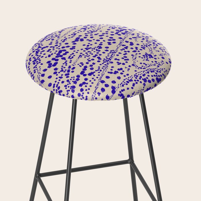 Strata - Organic Ink Blot Abstract in Cobalt Blue and Beige Stool Gallery Image 2