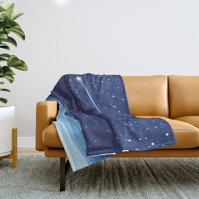Falling star, shooting star, sailboat ocean waves blue sea Throw Blanket Gallery Image 1