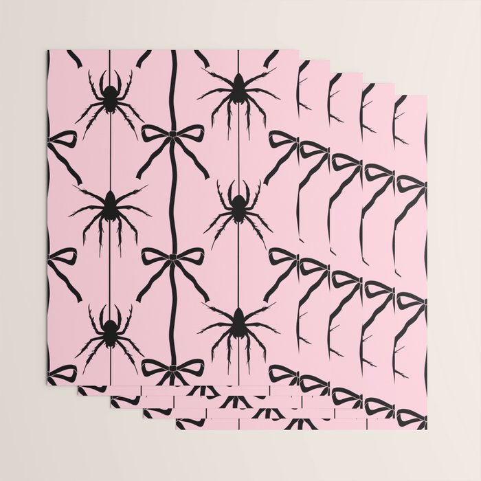 Spider and Bows on Pink Wrapping Paper Gallery Image 3