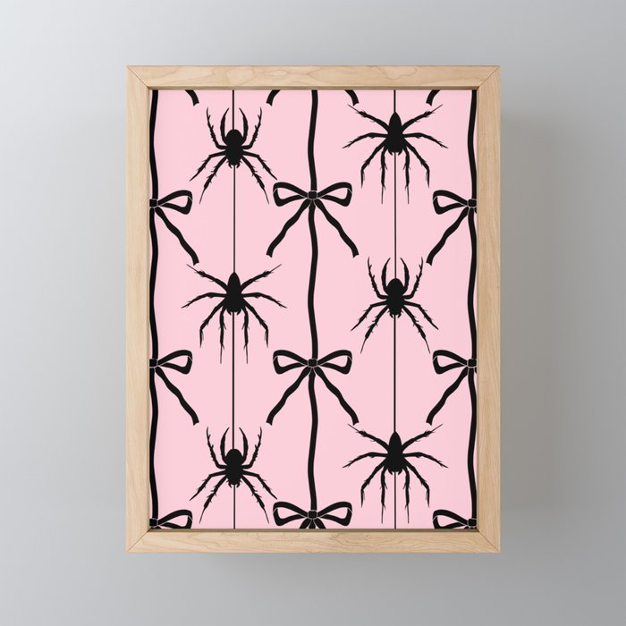 Spider and Bows on Pink Mini Art Print Gallery Image 1